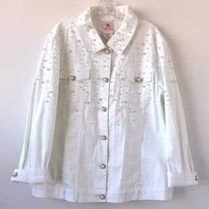 plus size embellished denim jacket